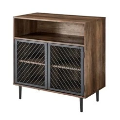 Walker Edison 32" Reclaimed Barnwood Modern Slanted Metal Door Accent Cabinet -Michaels Decor Sale D374557S 4