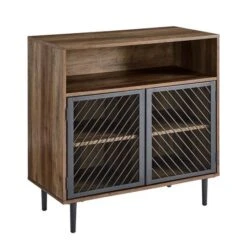 Walker Edison 32" Reclaimed Barnwood Modern Slanted Metal Door Accent Cabinet -Michaels Decor Sale D374557S 5