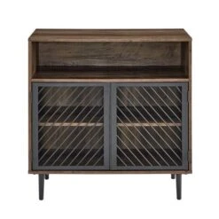 Walker Edison 32" Reclaimed Barnwood Modern Slanted Metal Door Accent Cabinet -Michaels Decor Sale D374557S 7