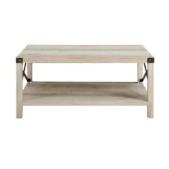 Walker Edison White Oak & Bronze Metal X Rustic Wood Coffee Table -Michaels Decor Sale D374564S 2