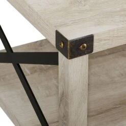 Walker Edison White Oak & Bronze Metal X Rustic Wood Coffee Table -Michaels Decor Sale D374564S 5