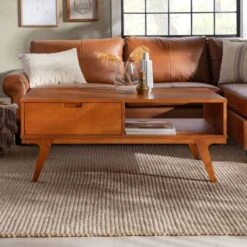 Walker Edison Caramel 1-Drawer Bridge Leg Solid Wood Coffee Table 14 Walker Edison Caramel 1-Drawer Bridge Leg Solid Wood Coffee Table -Michaels Decor Sale D374583S 4