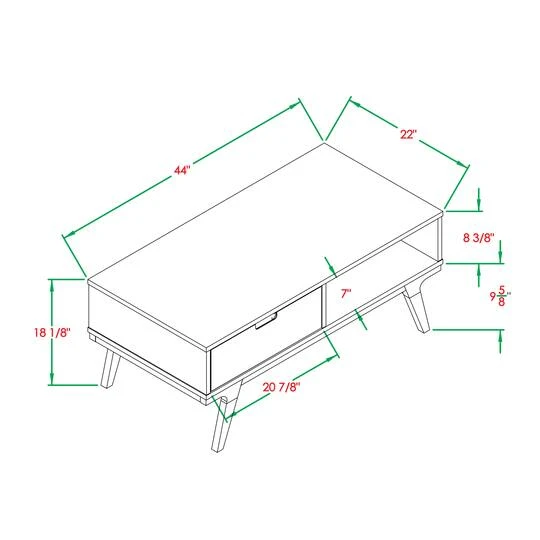 Walker Edison Caramel 1-Drawer Bridge Leg Solid Wood Coffee Table 10 Walker Edison Caramel 1-Drawer Bridge Leg Solid Wood Coffee Table - Image 8