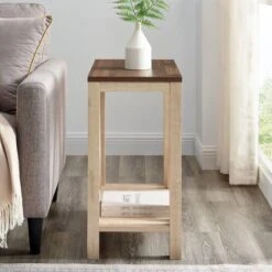 Walker Edison Dark Walnut & White Oak Narrow A-Frame Side Table -Michaels Decor Sale D374598S 4