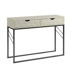 Walker Edison Off White 2-Drawer Faux Shagreen Entry Table