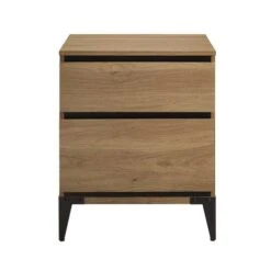 Walker Edison 20" English Oak 2-Drawer Urban Side Table -Michaels Decor Sale D374608S 2