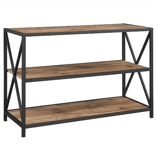 Walker Edison Barnwood X-Frame Industrial Wood Bookshelf 4 Walker Edison Barnwood X-Frame Industrial Wood Bookshelf - Image 2