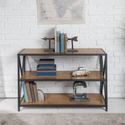 Walker Edison Barnwood X-Frame Industrial Wood Bookshelf 9 Walker Edison Barnwood X-Frame Industrial Wood Bookshelf -Michaels Decor Sale D374610S 3