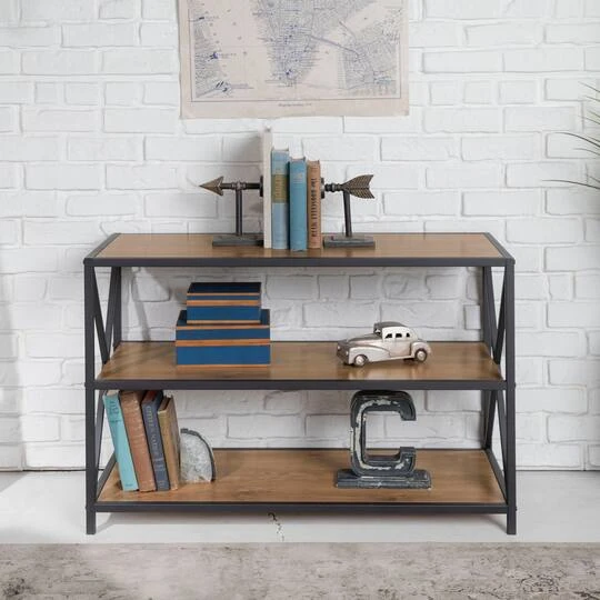 Walker Edison Barnwood X-Frame Industrial Wood Bookshelf 5 Walker Edison Barnwood X-Frame Industrial Wood Bookshelf - Image 3