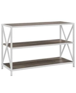 Walker Edison Gray Wash X-Frame Industrial Wood Bookshelf -Michaels Decor Sale D374611S 3