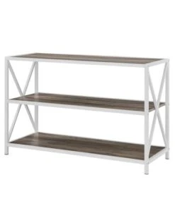 Walker Edison Gray Wash X-Frame Industrial Wood Bookshelf -Michaels Decor Sale D374611S 5