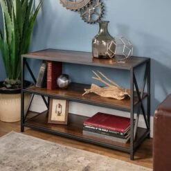 Walker Edison Dark Walnut X-Frame Industrial Wood Bookshelf -Michaels Decor Sale D374612S 3