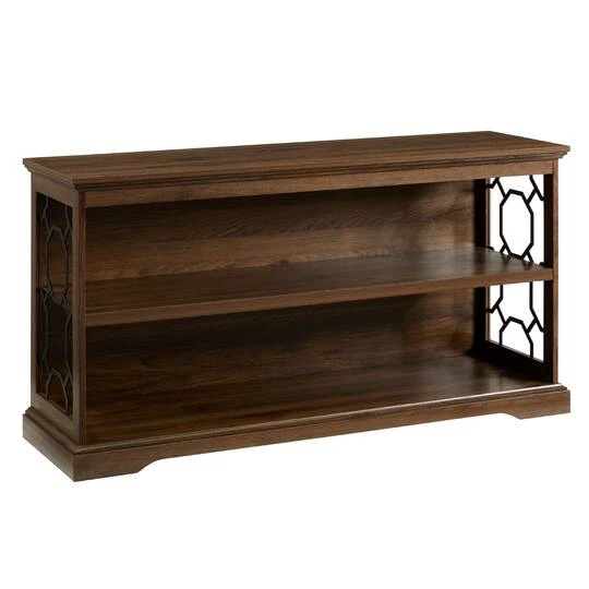 Walker Edison Dark Walnut Lateral Bookshelf With Decorative Metal Sides 4 Walker Edison Dark Walnut Lateral Bookshelf With Decorative Metal Sides - Image 2