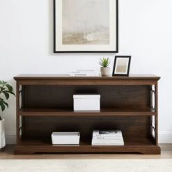Walker Edison Dark Walnut Lateral Bookshelf With Decorative Metal Sides 12 Walker Edison Dark Walnut Lateral Bookshelf With Decorative Metal Sides -Michaels Decor Sale D374615S 5