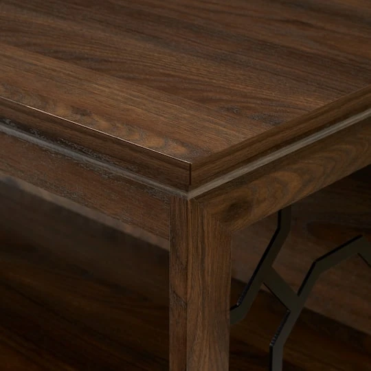 Walker Edison Dark Walnut Lateral Bookshelf With Decorative Metal Sides 9 Walker Edison Dark Walnut Lateral Bookshelf With Decorative Metal Sides - Image 7