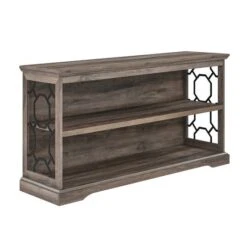 Walker Edison Gray Wash Lateral Bookshelf With Decorative Metal Sides -Michaels Decor Sale D374616S 3