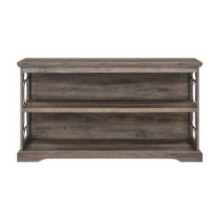 Walker Edison Gray Wash Lateral Bookshelf With Decorative Metal Sides -Michaels Decor Sale D374616S 4