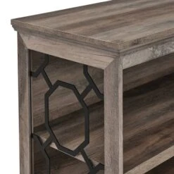 Walker Edison Gray Wash Lateral Bookshelf With Decorative Metal Sides -Michaels Decor Sale D374616S 7