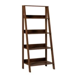 Walker Edison 55" Walnut Modern Ladder Bookshelf