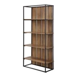 Walker Edison 64" Reclaimed Barnwood & Black Farmhouse Plank Back Bookshelf -Michaels Decor Sale D374625S 4