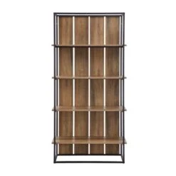 Walker Edison 64" Reclaimed Barnwood & Black Farmhouse Plank Back Bookshelf -Michaels Decor Sale D374625S 5