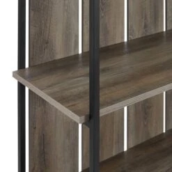 Walker Edison 64" Graywash & Black Metal Farmhouse Plank Back Bookshelf -Michaels Decor Sale D374627S 7