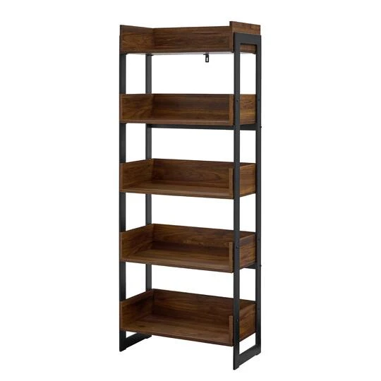 Walker Edison 64" Dark Walnut 5-Shelf Bookshelf 3 Walker Edison 64" Dark Walnut 5-Shelf Bookshelf