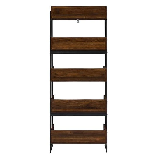 Walker Edison 64" Dark Walnut 5-Shelf Bookshelf 5 Walker Edison 64" Dark Walnut 5-Shelf Bookshelf - Image 3