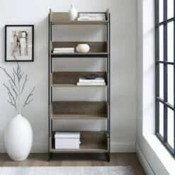 Walker Edison 64" Graywash 5-Shelf Bookshelf -Michaels Decor Sale D374629S 2