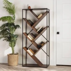 Walker Edison 68" Dark Walnut V Bookshelf -Michaels Decor Sale D374630S 3