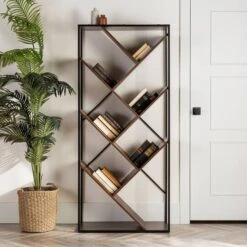 Walker Edison 68" Dark Walnut V Bookshelf -Michaels Decor Sale D374630S 4