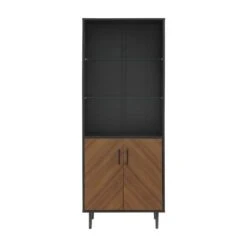 Walker Edison 68" Solid Black Hutch With Bookmatch Doors -Michaels Decor Sale D374631S 2