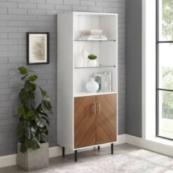 Walker Edison 68" Solid White Hutch With Bookmatch Doors -Michaels Decor Sale D374632S 4