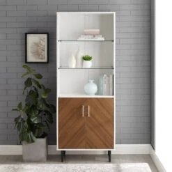 Walker Edison 68" Solid White Hutch With Bookmatch Doors -Michaels Decor Sale D374632S 5