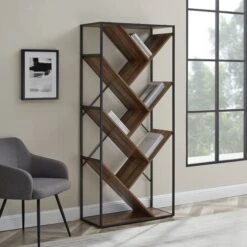 Walker Edison 68" Reclaimed Barnwood V Bookshelf -Michaels Decor Sale D374633S 1