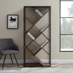 Walker Edison 68" Reclaimed Barnwood V Bookshelf -Michaels Decor Sale D374633S 2