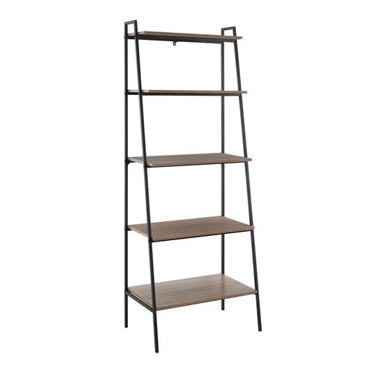Walker Edison 72" Mocha Industrial Modern Ladder Bookshelf 4 Walker Edison 72" Mocha Industrial Modern Ladder Bookshelf - Image 2