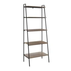 Walker Edison 72" Mocha Industrial Modern Ladder Bookshelf