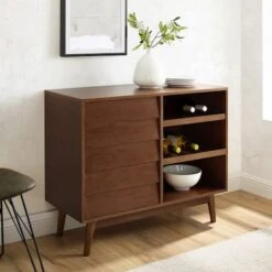 Walker Edison 36" Walnut Louvered Door Bar Cabinet -Michaels Decor Sale D374638S 4