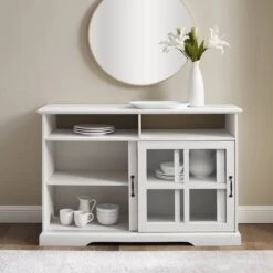 Walker Edison 48" Brushed White Sliding Glass Door Sideboard -Michaels Decor Sale D374641S 6