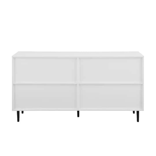 Walker Edison 58" Ash Brown Bookmatch & White Mid Century Modern TV Buffet 6 Walker Edison 58" Ash Brown Bookmatch & White Mid Century Modern TV Buffet - Image 4