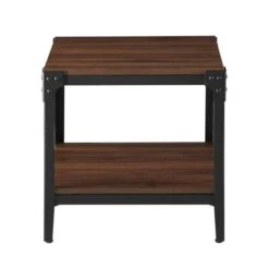 Walker Edison Dark Walnut Angle Iron Rustic Wood Side Table Set -Michaels Decor Sale D374653S 2