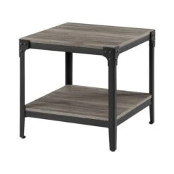 Walker Edison Slate Gray Angle Iron Rustic Wood Side Table Set -Michaels Decor Sale D374657S 5