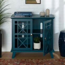 Walker Edison 32" Blue Fretwork Accent Storage Cabinet 12 Walker Edison 32" Blue Fretwork Accent Storage Cabinet -Michaels Decor Sale D374697S 4