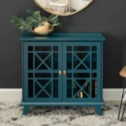 Walker Edison 32" Blue Fretwork Accent Storage Cabinet 16 Walker Edison 32" Blue Fretwork Accent Storage Cabinet -Michaels Decor Sale D374697S 5