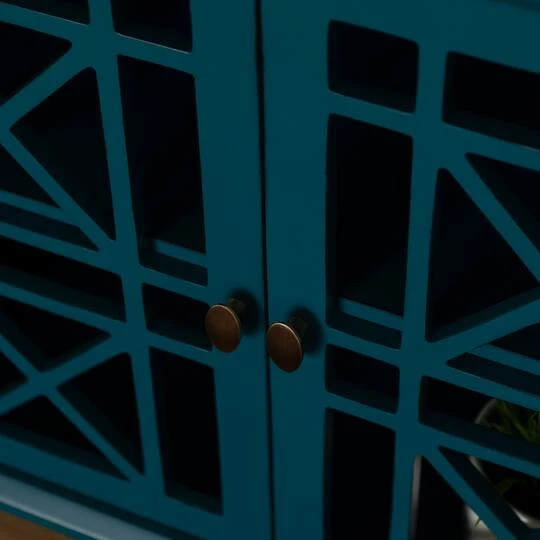 Walker Edison 32" Blue Fretwork Accent Storage Cabinet 7 Walker Edison 32" Blue Fretwork Accent Storage Cabinet - Image 5