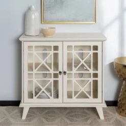Walker Edison 32" Antique White Fretwork Accent Storage Cabinet 13 Walker Edison 32" Antique White Fretwork Accent Storage Cabinet -Michaels Decor Sale D374698S 3
