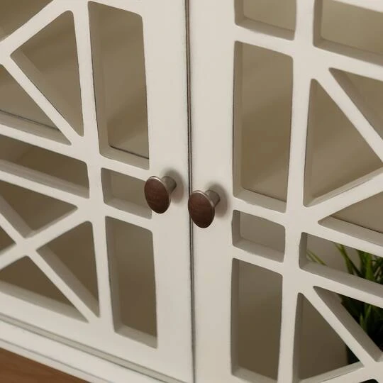 Walker Edison 32" Antique White Fretwork Accent Storage Cabinet 9 Walker Edison 32" Antique White Fretwork Accent Storage Cabinet - Image 7