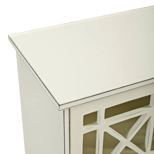 Walker Edison 32" Antique White Fretwork Accent Storage Cabinet 7 Walker Edison 32" Antique White Fretwork Accent Storage Cabinet - Image 5