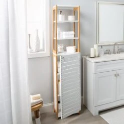 Organize It All Rendition 68" White 6-Shelf Bamboo High Cabinet -Michaels Decor Sale D393680S 3